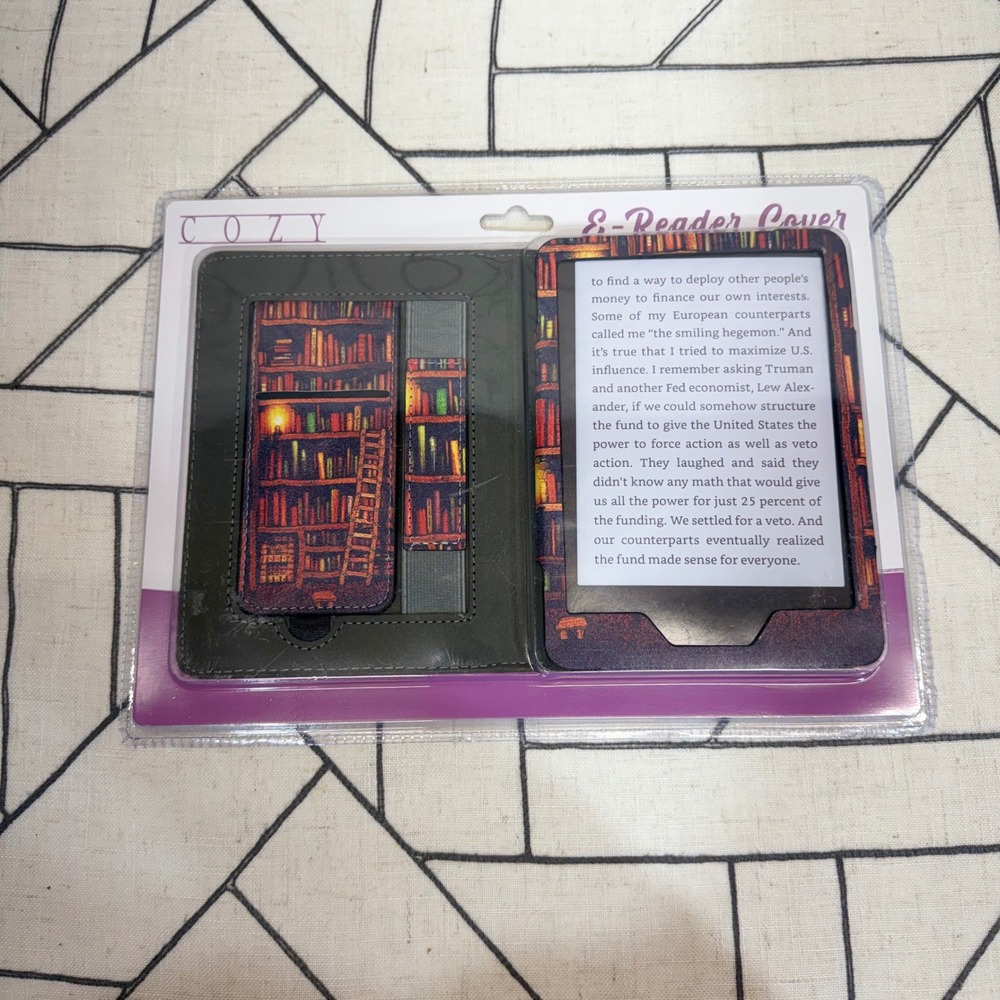 Cozy E-Reader Cover 6.8 7 Inch Brown Library Bookshelf Kindle‎ Paperwhite Case